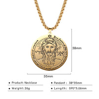 Nordic fashion trend titanium steel jewelry laser marking Solomon round brand pendant stainless steel necklace