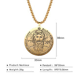 Nordic fashion trend titanium steel jewelry laser marking Solomon round brand pendant stainless steel necklace