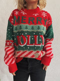 2025 Christmas Women's Jacquard Knit Sweater Round Neck Loose Fit Pullover Autumn Winter Long Sleeve Casual Red New Year Jumpers