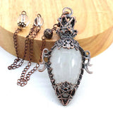 Water Drop Crystal Pendulum for Dowsing Spiritual Divination Natural Amethyst Rose Quartz Onyx Antique Pendulums Pendant Pendulo