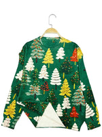 Autumn and winter new fashion casual pullover long-sleeve women's shirt Christmas tree pattern flat digital printing fashion wom