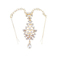 2024 Trend Big Crystal Pendant Forehead Chain Hairpin Hair Accessories Women's Ethnic Tiara Headpiece Tikka Indian Head Jewelry