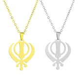 Sikh Culture Symbol Necklace Stainless Steel Clavicle Chain Religious Metal Neckchain Stylish Accessory for Daily Wear