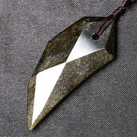 Natural Ice Gold Color Obsidian Wolf Tooth Pendant Necklace For Women And Men Sweater Rope Amulets Talismans Jewelry