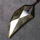 Natural Ice Gold Color Obsidian Wolf Tooth Pendant Necklace For Women And Men Sweater Rope Amulets Talismans Jewelry