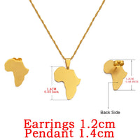 Anniyo Africa Map Sets Pendant Necklace and Earrings Gold Color/Silver Color African Maps Jewelry Set for Women Gitls #133621