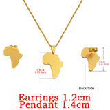 Anniyo Africa Map Sets Pendant Necklace and Earrings Gold Color/Silver Color African Maps Jewelry Set for Women Gitls #133621