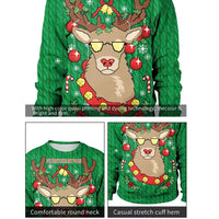 Men Women Llama Ugly Christmas Sweatshirt 3D Funny Print New Year Eve Xmas Sweater Couples Pullover Holiday Party Jumper Tops