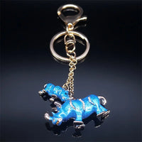 Fashion Rhinoceros Keychain for Women Men Car Bags Alloy Rhinestone Animal Key Ring Holder Trinket Jewelry Accessories