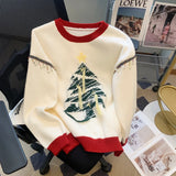 Christma Tree Knit Sweater Pullover Women Fashion Loose Casual Ladies Tops 2023 Winter Long Sleeve O-neck Knitwear Jumpers