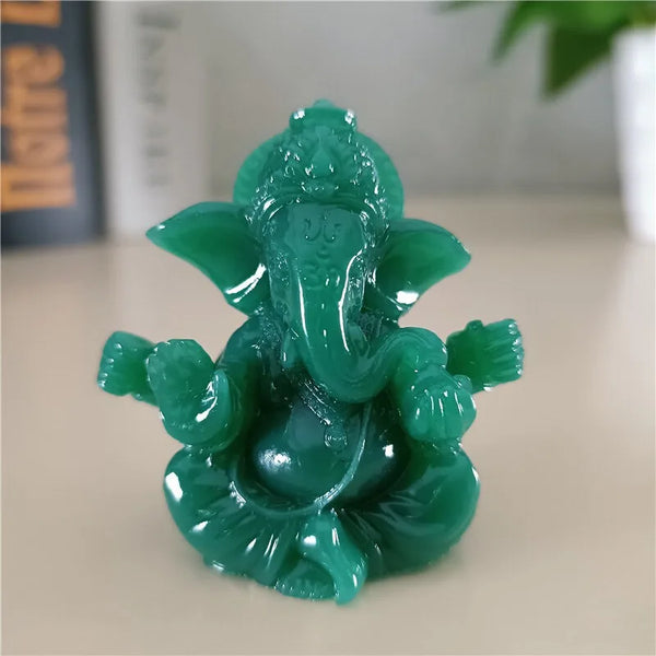 Lord Ganesha Buddha Statue Elephant God Sculptures Ganesh Figurines Man-made Jade Stone Home Garden Buddha Decoration Statues