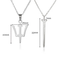 Greek Poseidon Neptune Trident Spear Necklaces Men Fashion Cross Sword Pendant Choker Black Stainless Steel Charm Unisex Jewelry