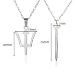 Greek Poseidon Neptune Trident Spear Necklaces Men Fashion Cross Sword Pendant Choker Black Stainless Steel Charm Unisex Jewelry