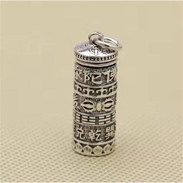 Ethnic Style Relief Lotus Vajra Pestle Design Men Necklace Blessing Buddhist Sutras Tube Pendant Male Choker Accessories
