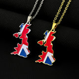 2024 New fashion stainless steel United Kingdom of Great Britain and Northern Ireland map Necklace for women and men couples Eth
