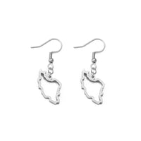 Anniyo Iran Map Earrings for Women Girls Jewelry Stainless Steel Iranian Outline Earring #246321