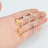 Anniyo Black Lives Matter Fist Symbol Stud Earrings Stainless Steel BLM African Jewelry @321501