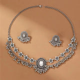 Ethnic Jewelry Sets Crystal Small Beads Flower Decoration Necklace Earrings Set For Women Bijoux Bohemia Necklace Set