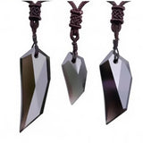 Natural Ice Gold Color Obsidian Wolf Tooth Pendant Necklace For Women And Men Sweater Rope Amulets Talismans Jewelry