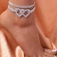 Women's Charm Metal Pearl Anklet Golden Multilayer Foot Chain Bohemia Fashion Rhinestone Ankle Bracelet Beach Jewelry Accessory
