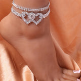 Women's Charm Metal Pearl Anklet Golden Multilayer Foot Chain Bohemia Fashion Rhinestone Ankle Bracelet Beach Jewelry Accessory