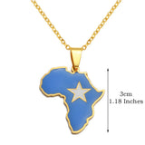 3CM Hip-Hop Africa Map Pendant Necklaces Stainless Steel Jewelry Kenya Mali Senegal Somalia Ghana Sierra Leone Liberia #350221