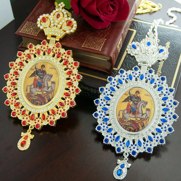 Orthodox Church Cross Pendant - Father's Chest Pendant for Religious Rituals George Statue Pendant