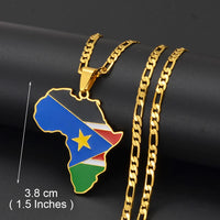 Anniyo 3.8CM Hip-hop South Sudan/Côte d'Ivoire/South Africa Map Flag and Africa Pendant Necklaces for Women Men Jewelry #321321