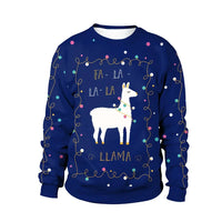 Men Women Llama Ugly Christmas Sweatshirt 3D Funny Print New Year Eve Xmas Sweater Couples Pullover Holiday Party Jumper Tops