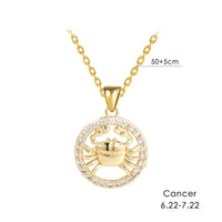 12 Zodiac Signs Necklace Copper Gold Plated Zodiac Signs Pendant Chain Ladies Necklace Birthday Jewelry Ladies Jewelry