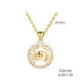 12 Zodiac Signs Necklace Copper Gold Plated Zodiac Signs Pendant Chain Ladies Necklace Birthday Jewelry Ladies Jewelry