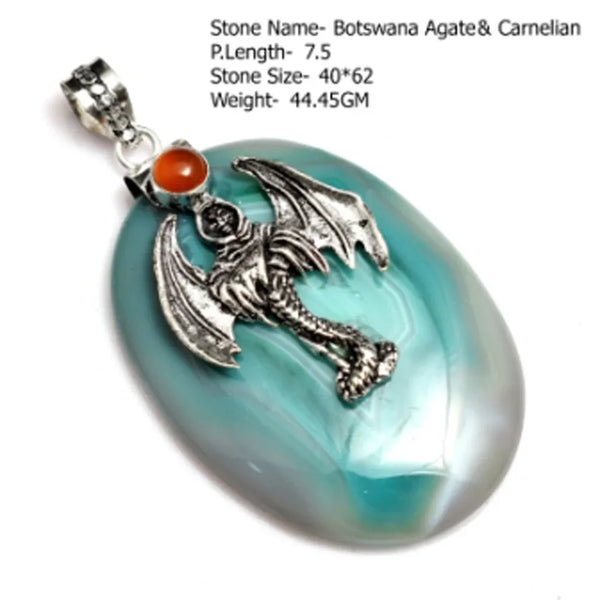 Genuine Labradorite Turquoise Black Tourmaline Moonstone Sapphire Jasper Agate Pendant Silvers Overlay over Copper
