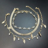 Girls Anklet Set 3Pcs Multi-layer Ankle Bracelet Foot Chain Beach Jewelry Gift for Women