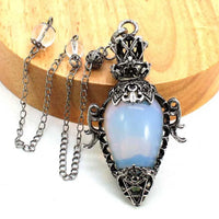 Water Drop Crystal Pendulum for Dowsing Spiritual Divination Natural Amethyst Rose Quartz Onyx Antique Pendulums Pendant Pendulo