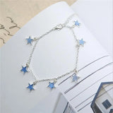 Luminous Europe and The United States Ladies Beach Wind Blue Five-pointed Star Tassel Anklet Luminous Star Bracelet Foot Jewelry