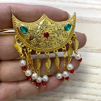 Ethiopian hair clip, emerald, Qatar African golden hair patch, Dubai hair clip, Hbanasha hairpin, bride's wedding gift