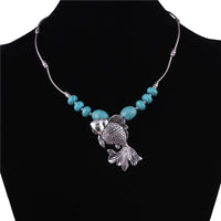 Ethnic Antique Silver Color Moon Choker Necklaces for Women Boho Turquoise Necklace Girls Party Jewelry Gifts