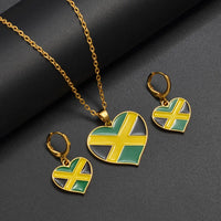 Anniyo Surinam Jamaica Australia Flag Heart Pendant Necklaces and Earrings for Women Girls,I Lve My Country,National Day #188216