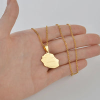 Anniyo 2.3cm Reunion Map Pendant Necklaces Réunion Jewelry France for Women Girls #368021