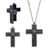 Vintage Cross Pendant Necklace with Secret Compartment Cross Necklace 3D Printed Charm Jewelry Necklace for Women Men