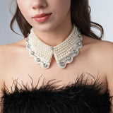 Pearl Beaded Lace Trim Collar Ribbons Women Necklace Wedding Jewelry for Clothes Dress  Beads Crystal Collar Wedding Jewelry