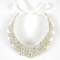 Pearl Beaded Lace Trim Collar Ribbons Women Necklace Wedding Jewelry for Clothes Dress  Beads Crystal Collar Wedding Jewelry