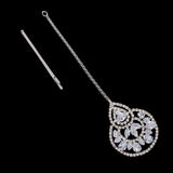 Stonefans Indian Geometric Zircon Forehead Chain Wedding Hair Jewelry Boho Accessories Hollow Crystal Headpiece Tiara for Women