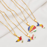 Anniyo Seychelles Mahe and Praslin Island Map Flag Coco De Mer Pendant Necklaces for Women Stainless Steel Jewelry #516462