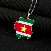 2024 New fashion stainless steel Republic of Suriname map flag necklace for women and men couples ethnic style accessories colla