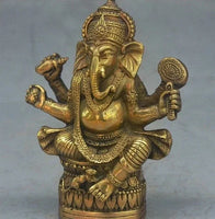 17CM Old Tibet Buddhism Bronze Ganapati Ganesh Lord Ganesha Elephant Buddha Statue
