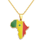 3CM Hip-Hop Africa Map Pendant Necklaces Stainless Steel Jewelry Kenya Mali Senegal Somalia Ghana Sierra Leone Liberia #350221