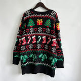 2023 Cross-border Amazon Autumn/winter New Single-breasted V-neck Christmas Theme Knit Sweater Cardigan New Year