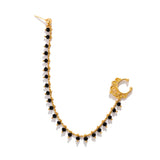 Lacteo Trendy Nose Rings for Women Connecting Earrings Black Green Small Crystal Beads Fake Nostril Piercing Clip Jewelry Ladies