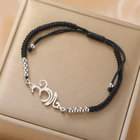 Dawapara Breathe Symbol Bracelet Ohm OM Unalome Symbol Charm Bracelet Stainless Steel Yoga Inspirational Supernatural Jewelry